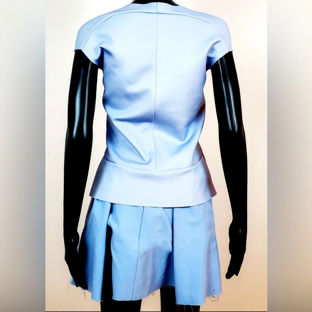 ZARA Abstract Light Blue Portrait Graphic T-Shirt and Skirt Dress Set - Picture 5 of 8